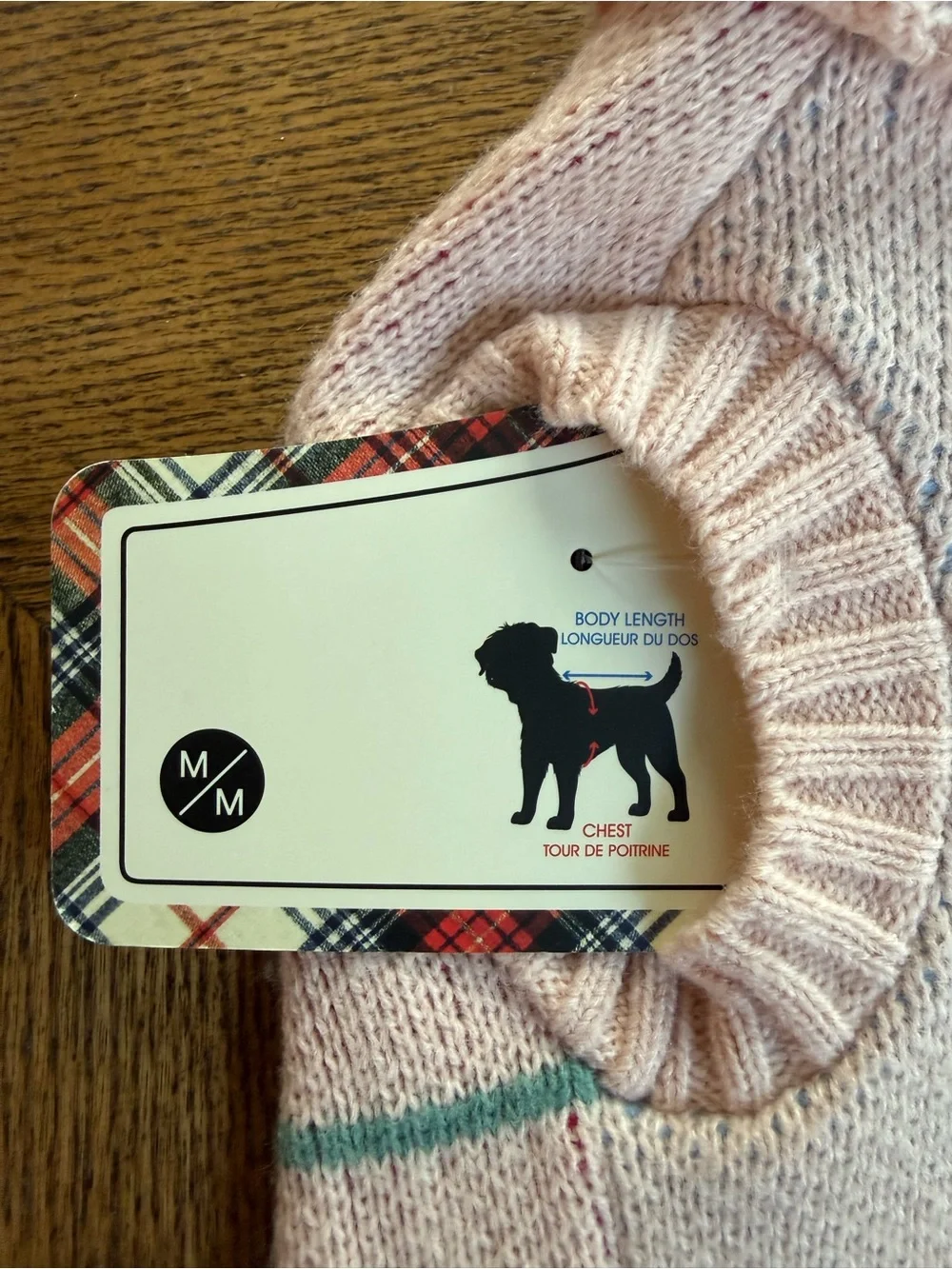 Barkley & Finn Light Pink Striped Knit Dog Sweater. Medium